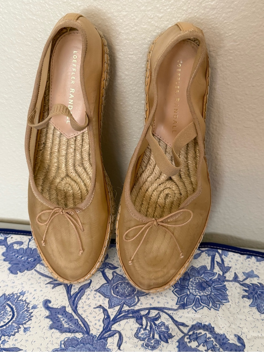 Loeffler Randall  Kayla Mesh Espadrille Mary Jane Caramel Ballet  Flats size 8